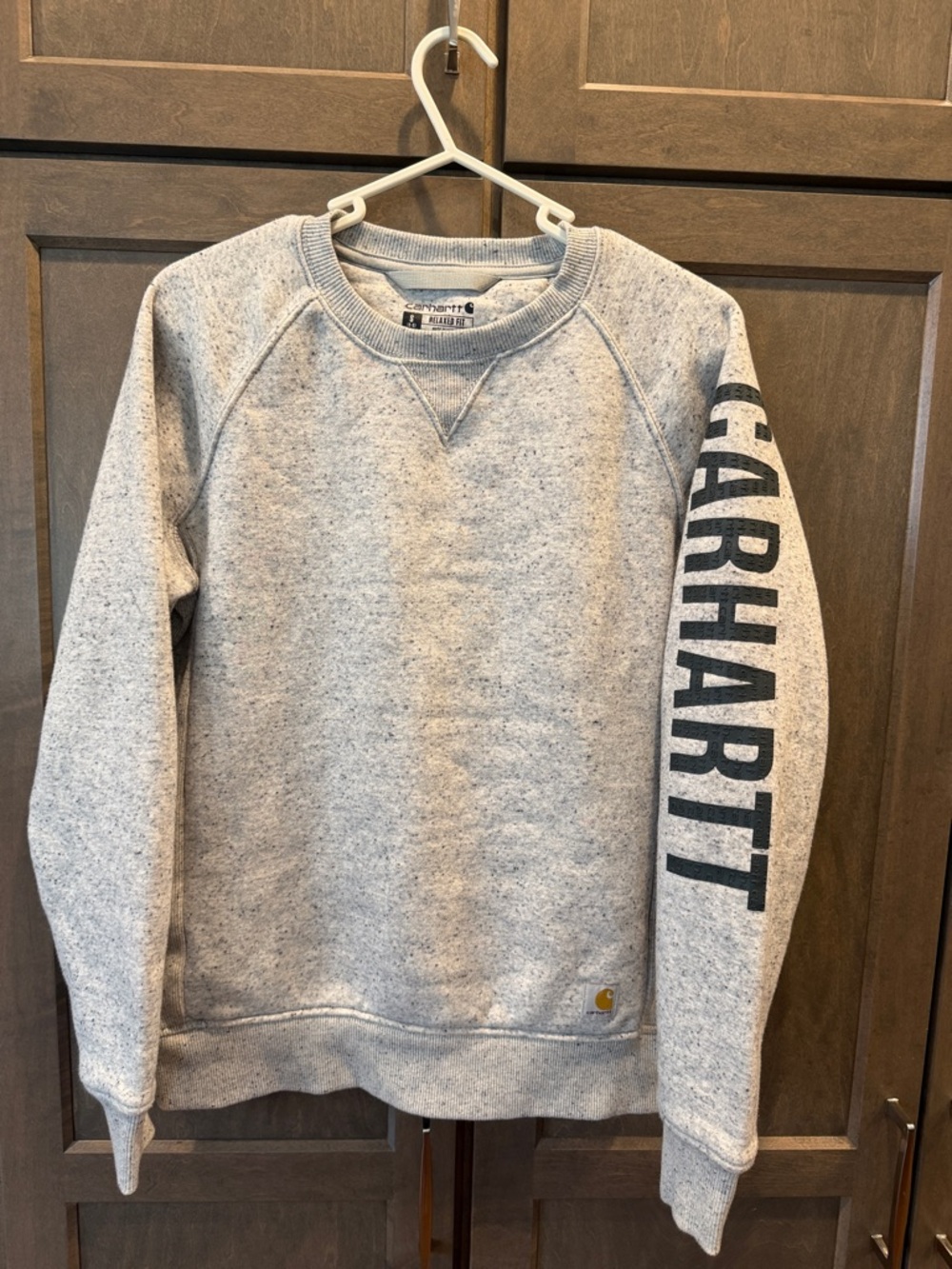 Carhartt Women's Midweight Block Logo Sleeve Crewneck Sweatshirt - Grey S